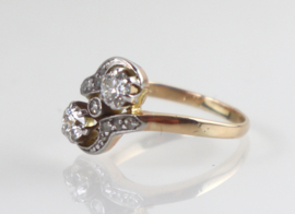 Antieke Art Deco gouden ring met diamanten