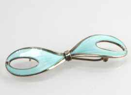 Zilveren broche turquoise emaille, Ivar T Holth ca. 1960