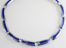 Prachtig collier blauw email Albert Scharning, jaren ‘30