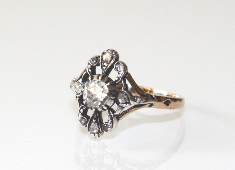 afstuderen bovenstaand Verzending Antieke goud en zilveren ring met roosdiamanten | Sieraden | Van Gils Antiek