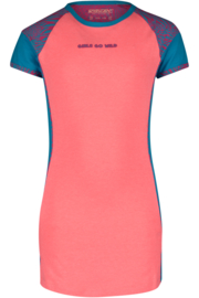 Dress Estella, Sportieve neon roze, blauwe jurk. 4President
