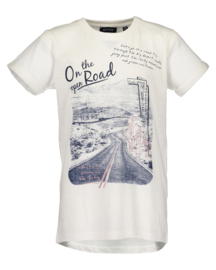 Off- white t-shirt ,On the road. Blue Seven