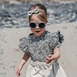 Fab Kids | Handmade Ruffle Top Zebra Sand Shortsleeve