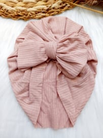 Baby turban Rib roze