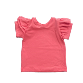 Fab Kids | Handmade Ruffle Top Koraal Shortsleeve