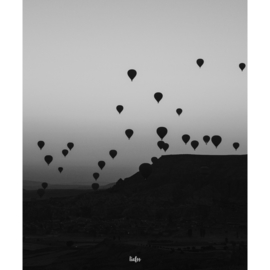 Binnenposter - Luchtballonnen - Zwart (25 x 30 CM)