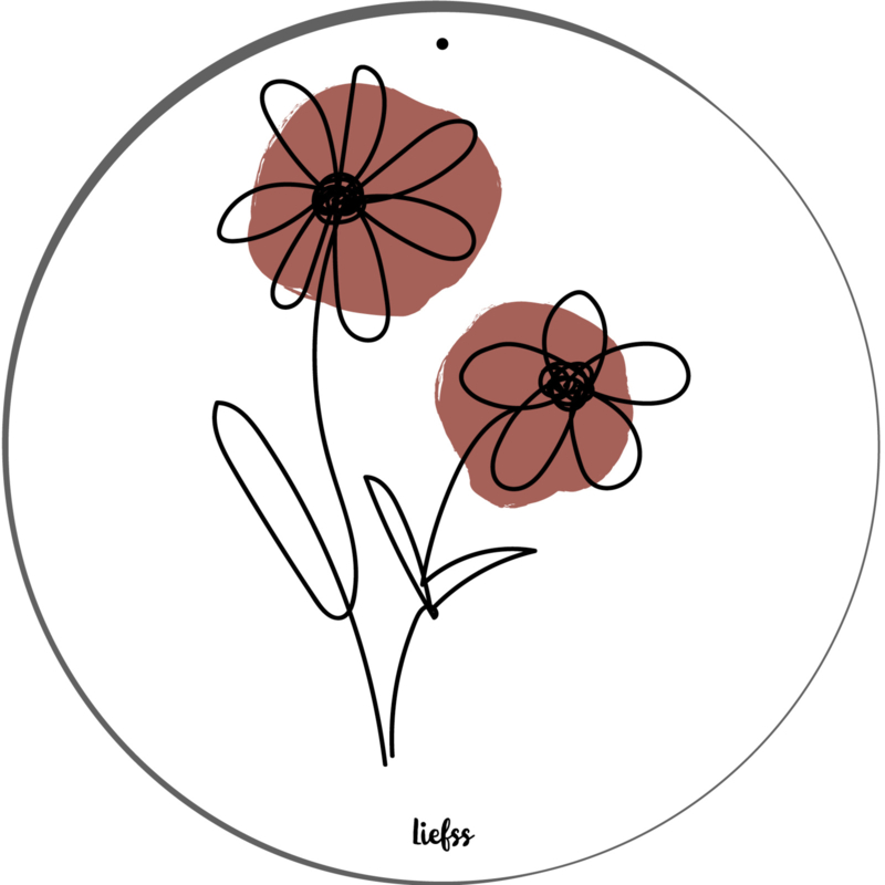 Muurcirkel roestbruin - bloemen
