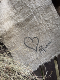 Shabby doek hart Mama 30x45cm