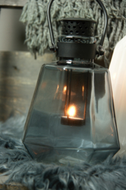 Windlicht Glass lantern Light Blue