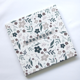 Babyboek bloemenprint linnen cover