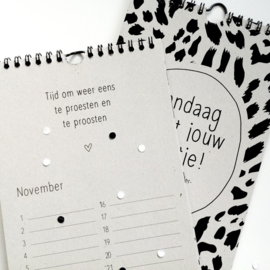 Verjaardagskalender grijsboard