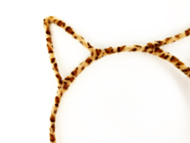Diadeem poezenoortjes leopard bruin