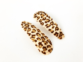 Haarspeldjes leopard satijn beige