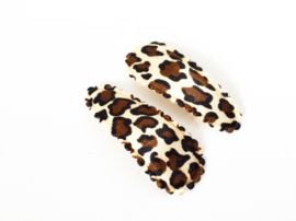 Haarspeldjes leopard satijn bruin