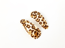 Haarspeldjes leopard satijn beige