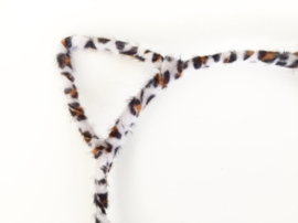 Diadeem poezenoortjes leopard beige