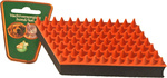 Rubber massageborstel 13 cm, oranje/zwart.