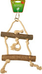 Houten vogelspeelgoed touwladder 2-traps, 27 cm.