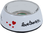 Katteneetbak plastic/RVS love therapy, 14 cm wit.