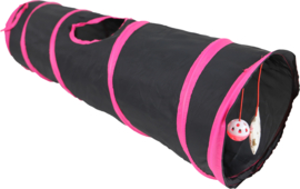 speeltunnel nylon 85x25 cm, zwart/roze