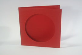CraftEmotions linnen kaart passepartout rond 1st rood 13,5x13,5cm 250gr - 001238/1200