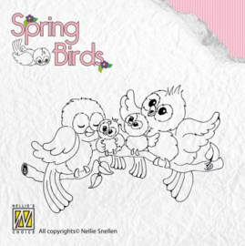 Nellie Clear stamps Spring-birds Happy Family SPB001