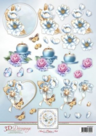 3D Decoupage Sheet Frosted Florals APA3D013