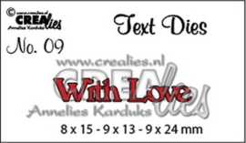 Crealies tekststans (Eng) nr. 9 With Love 8x15 - 9x13 - 9x24 mm / CLTD09 115634/3309