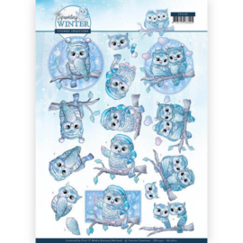 3D Knipvel - Yvonne Creations - Sparkling Winter - Winter Owls  CD11401 - HJ17601