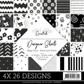 Card Deco Essentials - Designer Sheets Mega Pack - Black and White  CDDSMP007