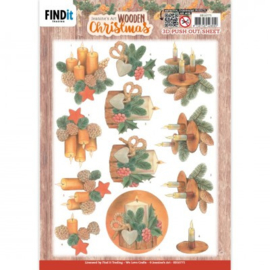 3D Push-Out - Jeanine's Art - Wooden Christmas - Orange Candles SB10775