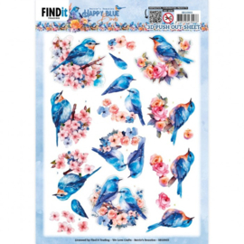 3D Push Out - Berries Beauties - Happy Blue Birds - Birds In Pink SB10903