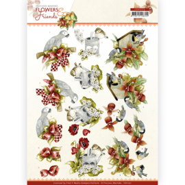3D Cutting Sheet - Precious Marieke - Flowers and Friends - Red Flowers CD11771