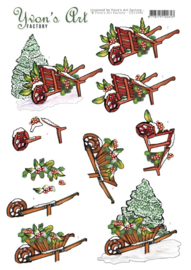 3D Cutting Sheet - Yvon's Art - Christmas Wheelbarrow CD11696