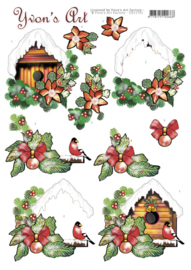 3D Cutting Sheet - Yvon's Art - Christmas Bird House CD11701