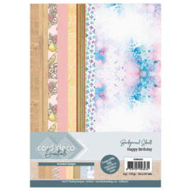 Card Deco Essentials Back Ground Sheets - Happy Birthday  CDEBG002