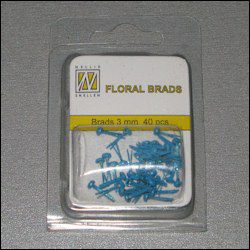 40st Floral Glitter Brads 3 mm blue flp-gb 004