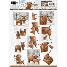 3D Cutting Sheet - Amy Design - Sturdy Winter - Scottish Highlander CD12039