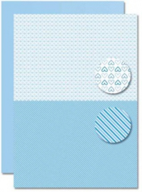 Decoupage sheet - Doublesided - Lightblue - Babyboy-hearts NEVA077