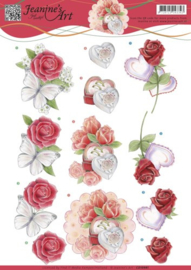 3D knipvel Jeanine's Art - Roses and Hearts CD10981