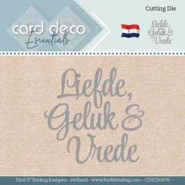 Card Deco Essentials - Dies - Liefde Geluk en Vrede CDECD0078