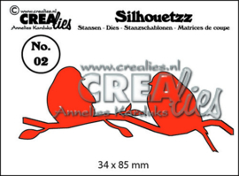 Crealies Silhouetzz no. 02 vogels B 34x85mm/ CLSH02 115634/2602