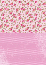 Doublesided background sheets A4 pink roses NEVA008