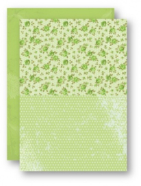 Doublesided background sheets A4 green roses NEVA028
