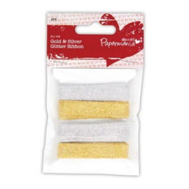 Clipstrip Deal - Gold & Silver Glitter Ribbon (4 x1m) PMA 367001