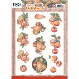 3D Push-Out - Jeanine's Art - Wooden Christmas - Orange Baubles SB10776