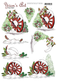 3D Cutting Sheet - Yvon's Art - Christmas Wagonwheel CD11697