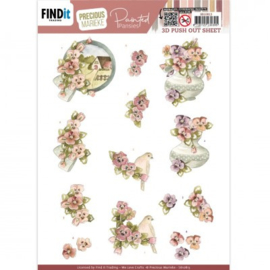 3D Push out- Precious Marieke - Painted Pansies - Pink SB10813