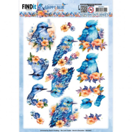 3D Push Out - Berries Beauties - Happy Blue Birds - Blue Bird SB10901