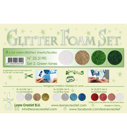 Glitter foam Set 2, 4 different glitter foam sheets green /gold /silver colours 25.5190